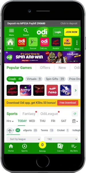 OdiBets app screens on Android and iPhone